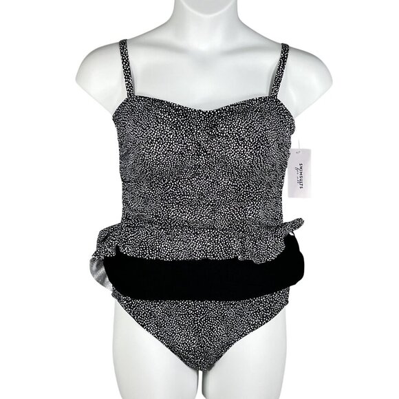 Swimsuits For All 14 Black White Polka Dot Swimdress Marilyn Monroe Inspired - Picture 3 of 12